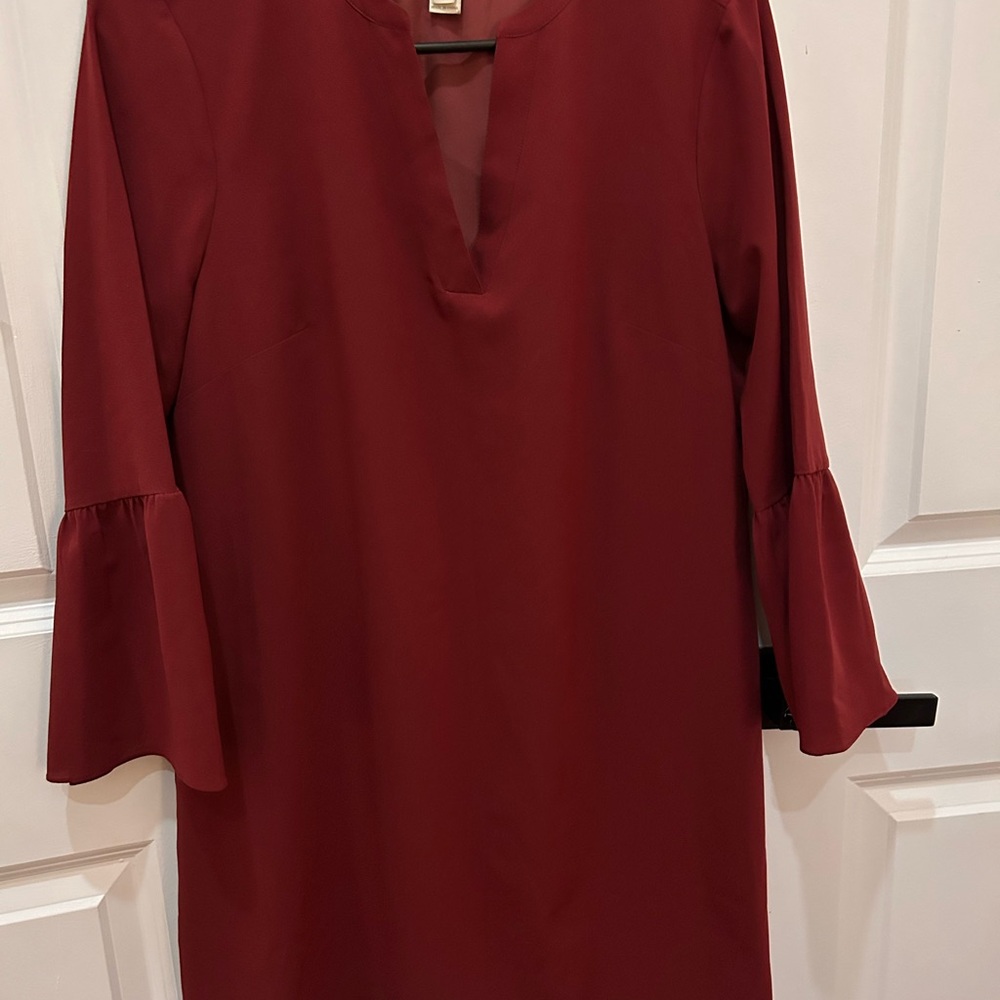 J. Crew Red Sheath Dress with Bell Sleeves
